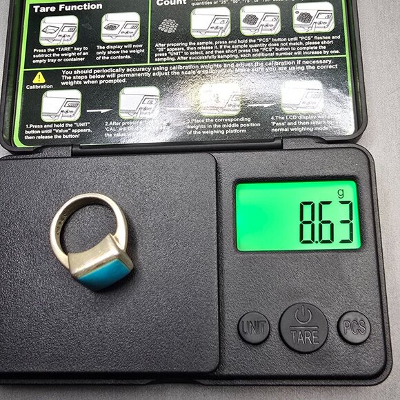 VTG Southwestern Sterling Silver Kingsman Turquoise Ring 4.5 Signed PD - Picture 9 of 10